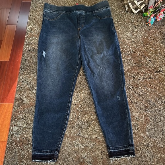 Spanx Distressed Ankle Jeans High Waist Blue Size 1X Skinny Jean Jegging - Picture 2 of 10